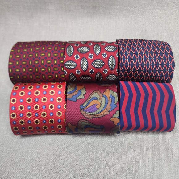 Trussardi JoS. A Bank Roster Men's Silk Ties Red Mix Lot of 6 - Picture 1 of 15
